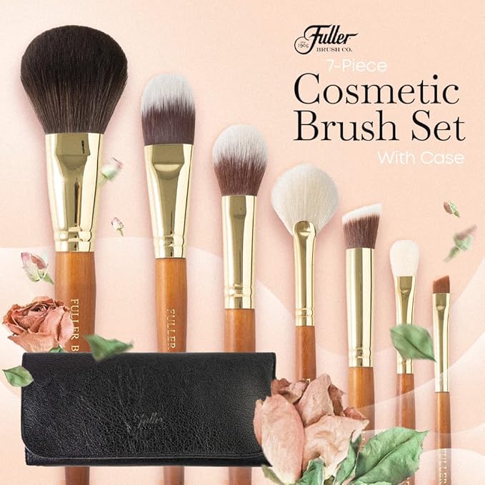 Fuller Cosmetic Brush & Bag Set (Set of 7 Brushes)-GlimoraGlow
