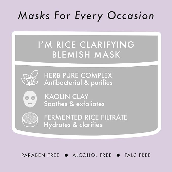 TONYMOLY I'm Rice Clarifying Skincare Set – 3-Step Face Care for Clear, Hydrated Skin – Includes Enzyme Powder Cleanser, Blemish Mask & Nourishing Sheet Masks – Gentle Exfoliation & Oil Control-GlimoraGlow