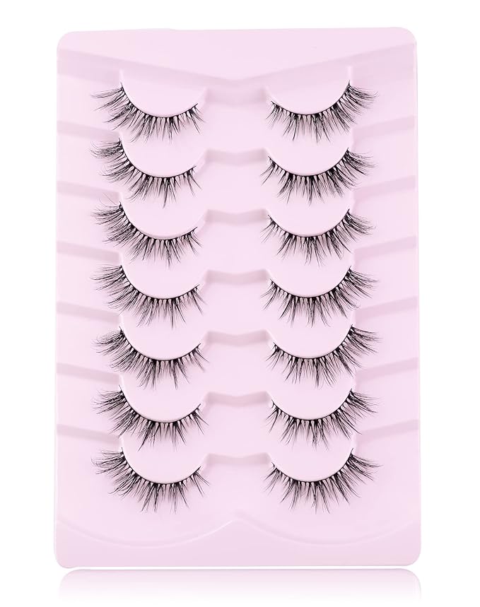 Onlyall Cat Eye Lashes Natural Lashes False Eyelashes Fox Eye Lashes False Lashes 7 Pairs D5-GlimoraGlow