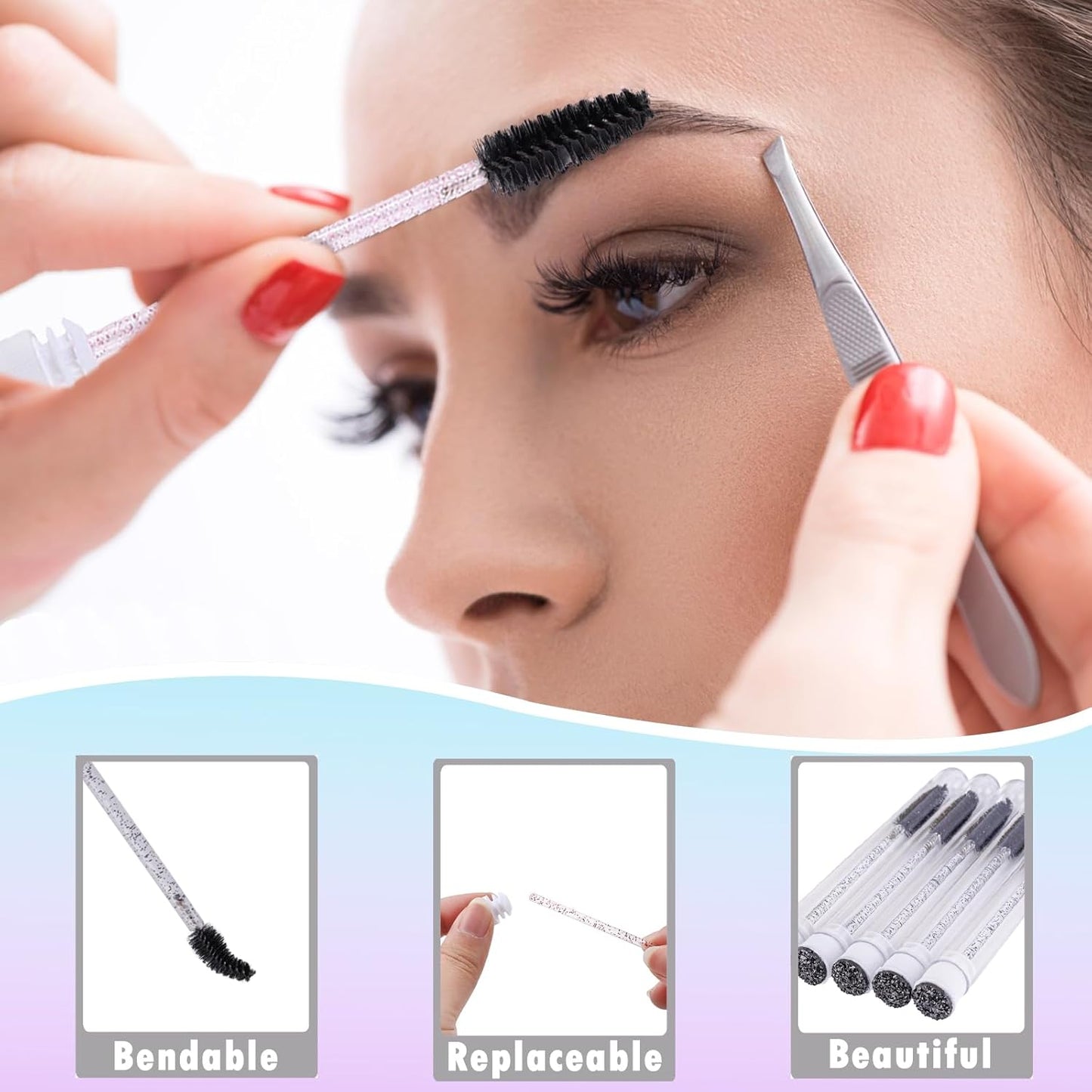 50PCS Lash Shampoo Bottles Brushes Set, Empty Lash Shampoo Bottle, Lash Cleaning Brush, Eyelash Extension Tube Brush, Instructions Cards, Aftercare Bags for Lash Business Clients (50pcs in black)-GlimoraGlow