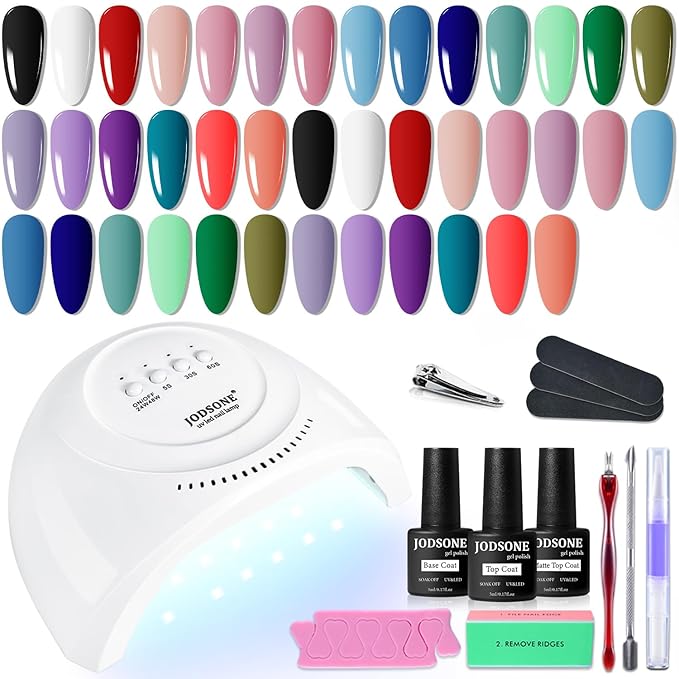 JODSONE 20 Colors Gel Nail Polish Kit with U V Light Base Top Matte Coat High Shine Vibrant Nail Gel Equipped with Manicure Tools-GlimoraGlow