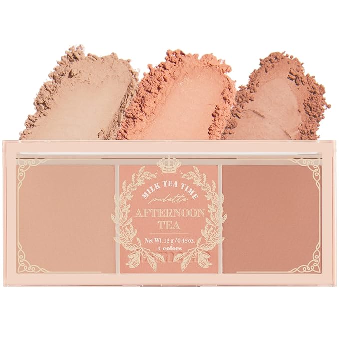 I'm Meme Palette - Afternoon Tea Blusher | Milk Tea Time, Blush for Cheek, Natural & Neutral, Buildable & Blendable, 3 Shades Palette, Matte Powder Blush for Face & Cheeks, For All Skin Tones, 0.42 oz-GlimoraGlow
