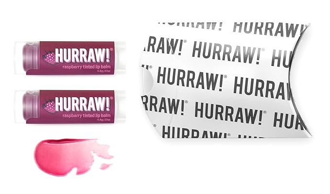 Hurraw! Raspberry Tinted Lip Balm, 2 Pack: (Sheer Berry Tint) Organic, Certified Vegan, Cruelty and Gluten Free. Non-GMO, 100% Natural Ingredients. Bee, Shea, Soy and Palm Free. Made in USA-GlimoraGlow
