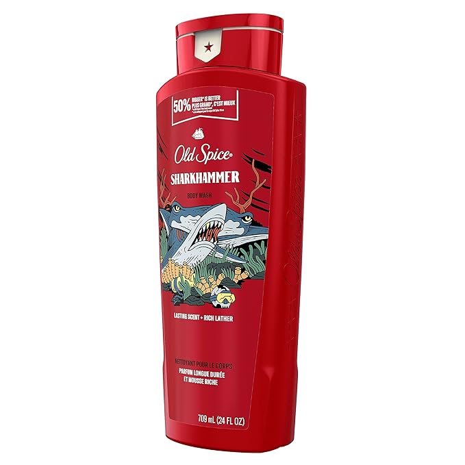 Old Spice Body Wash for Men, Sharkhammer, Long Lasting Lather, 24 fl oz (Pack of 4)-GlimoraGlow