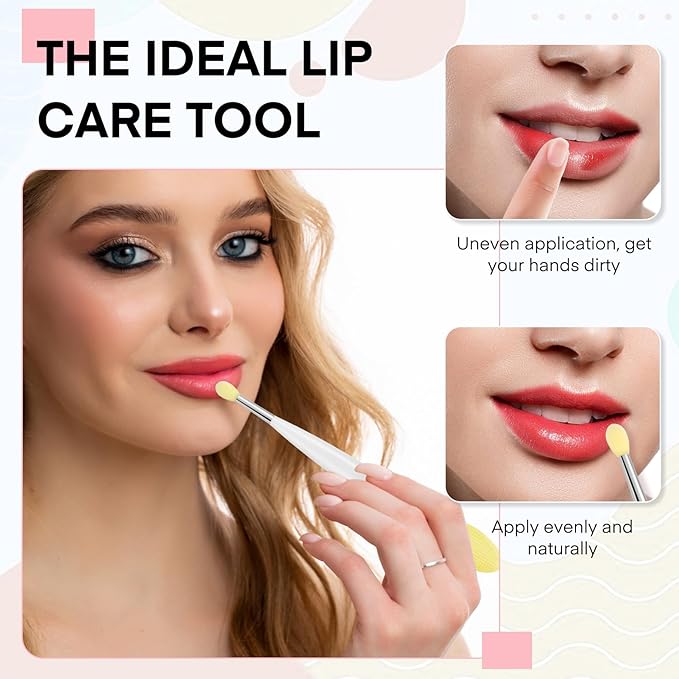 Unaone Lip Scrub Brush - 3 PCS Dual-ended Lip Scrubber Exfoliator and Silicone Lip Brush, 3-in-1 Silicone Lip Scrub Tool Lip Mask Applicator, Gentle Exfoliator & Applicator for Soft-GlimoraGlow