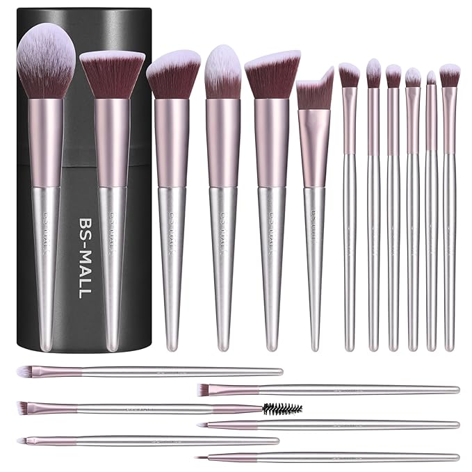 BS-MALL Makeup Brush Set 18 Pcs Premium Synthetic Foundation Powder Concealers Eye shadows Blush Makeup Brushes with black case-GlimoraGlow