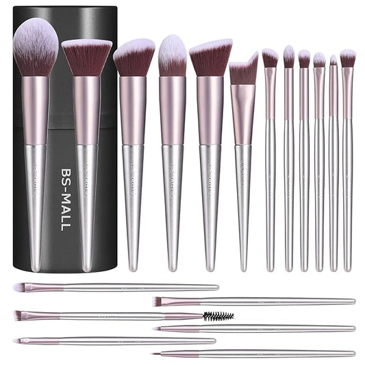 BS-MALL Makeup Brush Set 18 Pcs Premium Synthetic Foundation Powder Concealers Eye shadows Blush Makeup Brushes with black case-GlimoraGlow