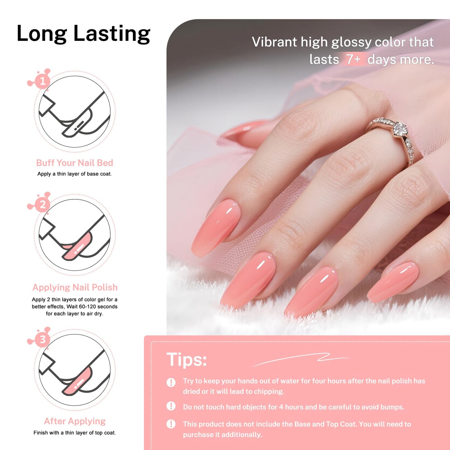 16.5ml Soft Pink Nail Polish Large Volume Quick Dry Nail Polish, Long Lasting Shine, Fingernail Toenail Nail Art DIY Home Travel Nail Art Gift-GlimoraGlow