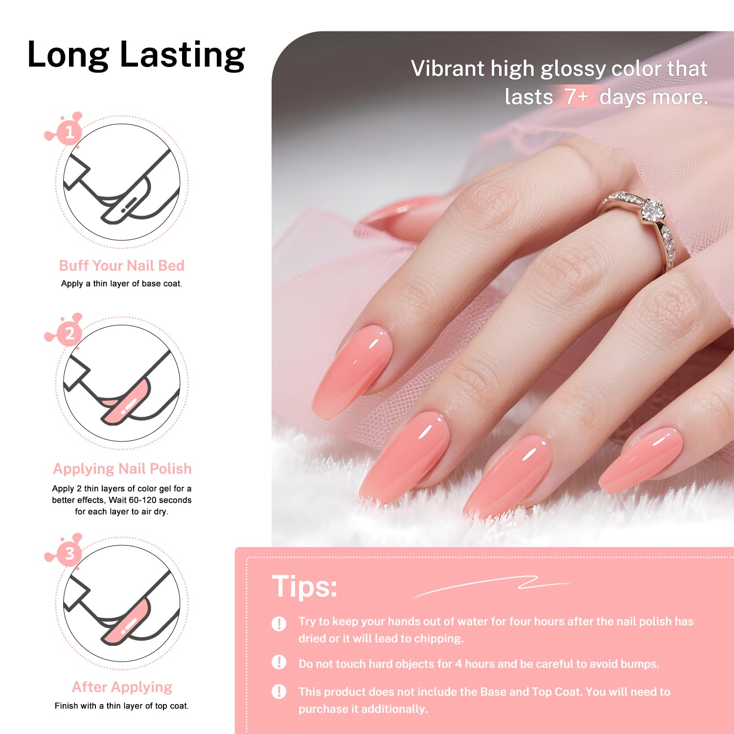 16.5ml Soft Pink Nail Polish Large Volume Quick Dry Nail Polish, Long Lasting Shine, Fingernail Toenail Nail Art DIY Home Travel Nail Art Gift-GlimoraGlow