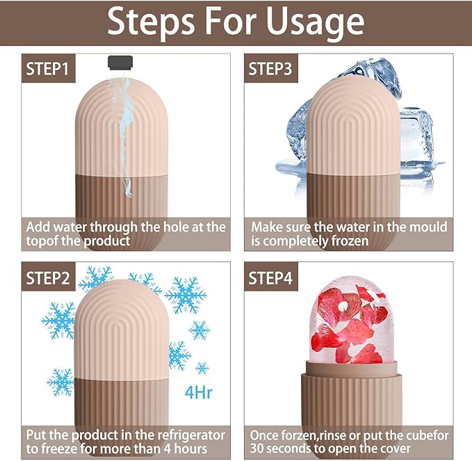 XHJRI Ice Face Roller Massager,Ice Cube Roller for Face, Eyes and Neck Naturally Conditioning and Skin Care,De-Puff Eye Bags,Reduce Migraine Pain,Reusable Massage Silicone Ice Mold (Coffee)-GlimoraGlow