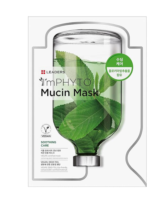 I'MPHYTO Leaders Facial Mask 10 Sheet Mucin Vegan Mask | Soothing Care & Hydrating Skin Care | Natural Plant-Based Ingredient | Certified Vegan | Natural Cellulose Sheet-GlimoraGlow