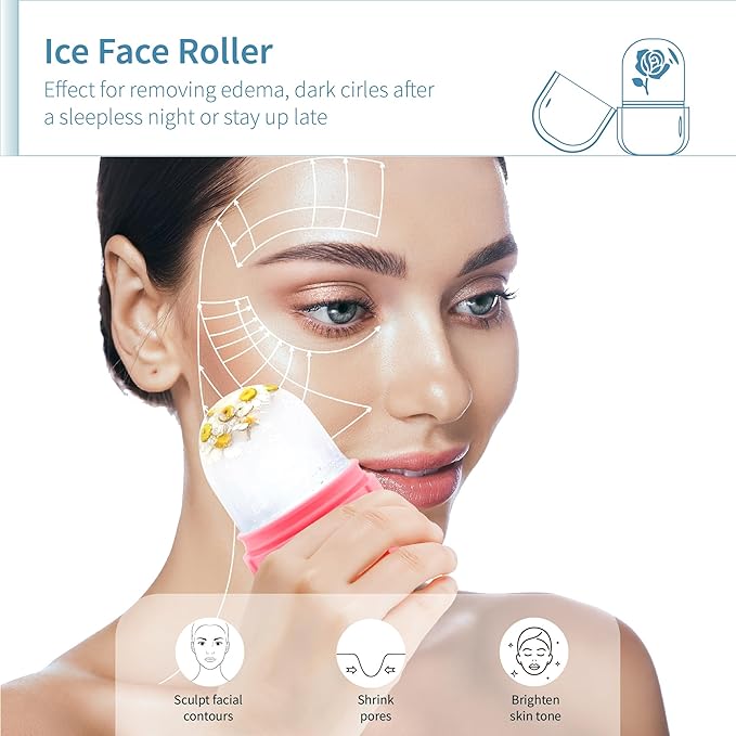 Ice Roller for Face,Ice Face Roller Skin Care ,Face Ice Pack Ice Facial and Eyes Cube Massager tools.Contains Essence Set (Set-Purple)-GlimoraGlow