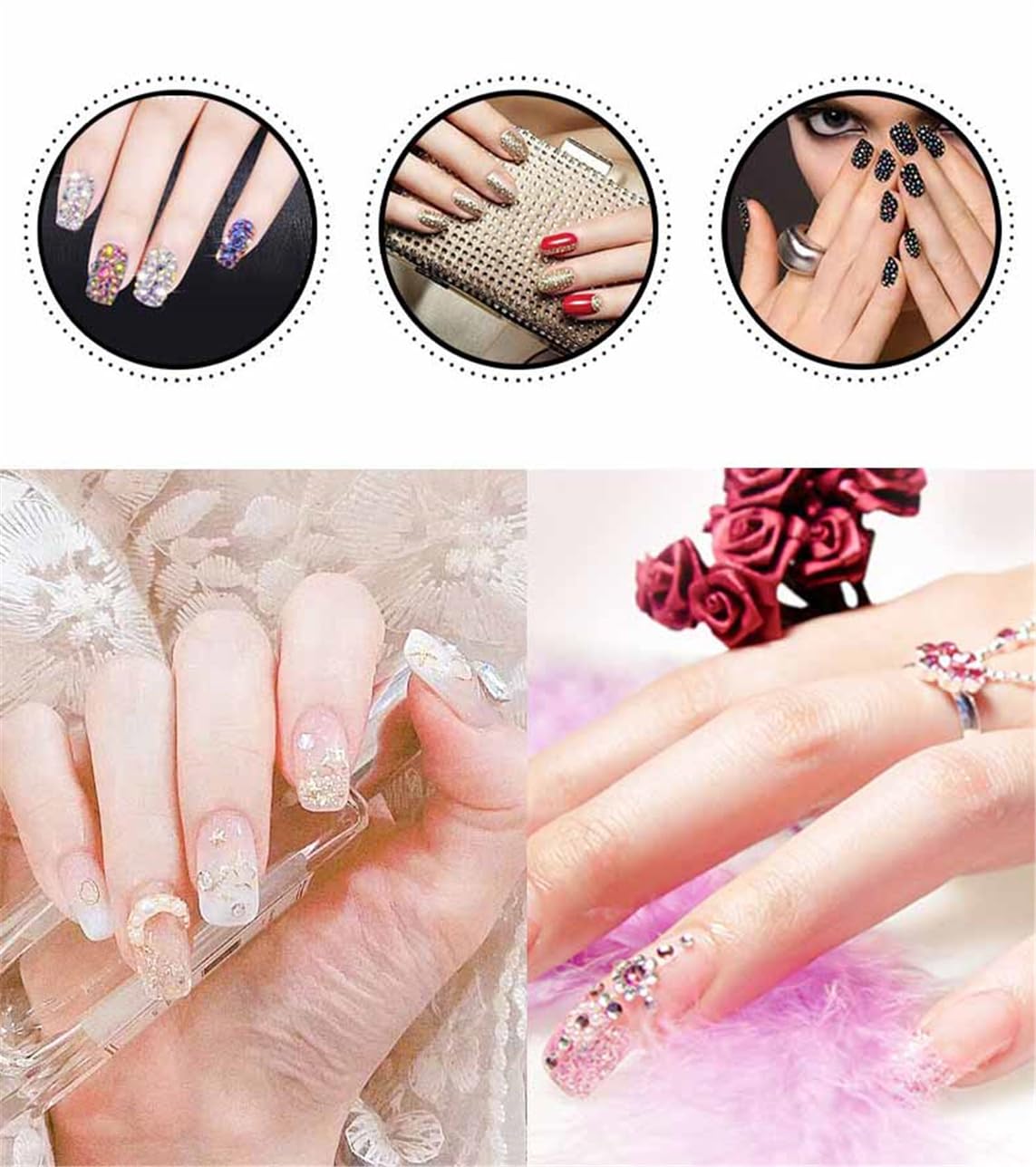 2250 Pcs SS16 4mm AB Flatback Rhinestones for Nails Art Crafts Glitter Round Shine Gems Crystals DIY Clothes Shoes （White AB）-GlimoraGlow