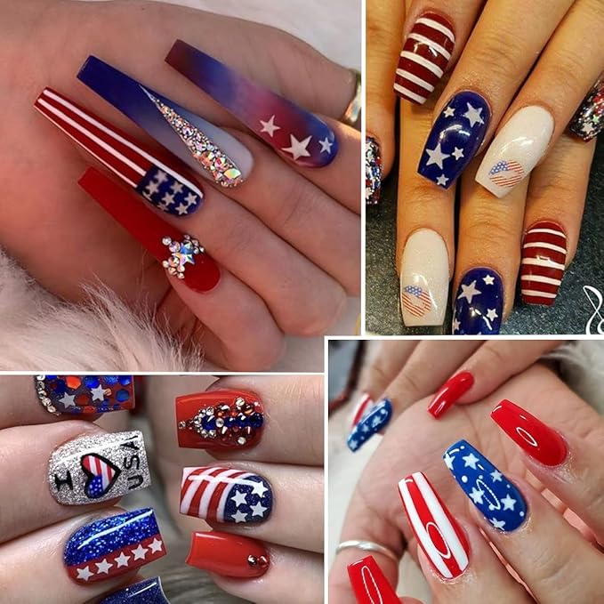 12 Grid July 4th Nail Art Glitter Sequins Independence Day Star Nail Decal Gold Glitter Flakes for Women-GlimoraGlow