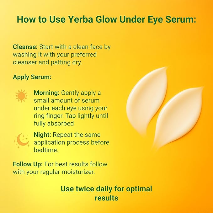 Caffeine Eye Cream – Yerba Glow Natural Under Eye Serum for Dark Circles, Puffiness & Fine Lines – Clean Hydrating Formula with Yerba Mate, Sake & Hyaluronic Acid-GlimoraGlow