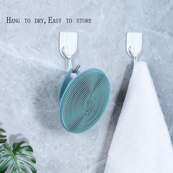 INNERNEED Silicone Face Scrubber, Exfoliating Brush Manual Handheld Facial Cleansing Brush Blackhead Remover, Food-Grade Soft Bristles (Dark Green+Pink)-GlimoraGlow