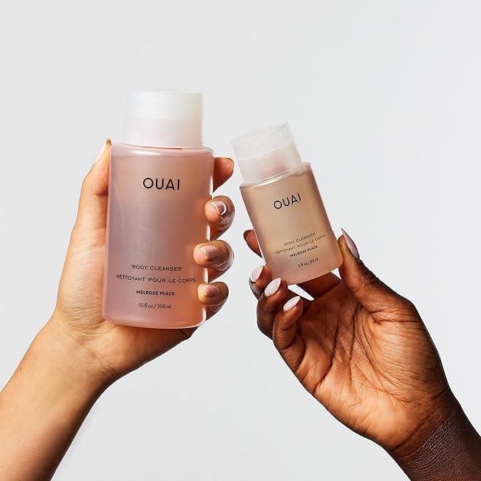 OUAI Body Cleanser Travel Size, Melrose Place - Foaming Body Wash with Jojoba Oil & Rosehip Oil to Hydrate, Balance & Soften Skin - Paraben, Phthalate, Sulfate Free Skin Care Products (3 Fl Oz)-GlimoraGlow