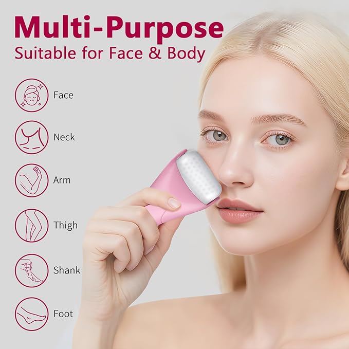 Ice Roller for Face & Eye, Vitamin E Rose Oil & Gua Sha Set, Gua Sha Oil for Face & Body, Reduces Puffiness Relieves Migraines Skin Care Tools, Facial Massager Tool & Self Care Gifts for Women-GlimoraGlow