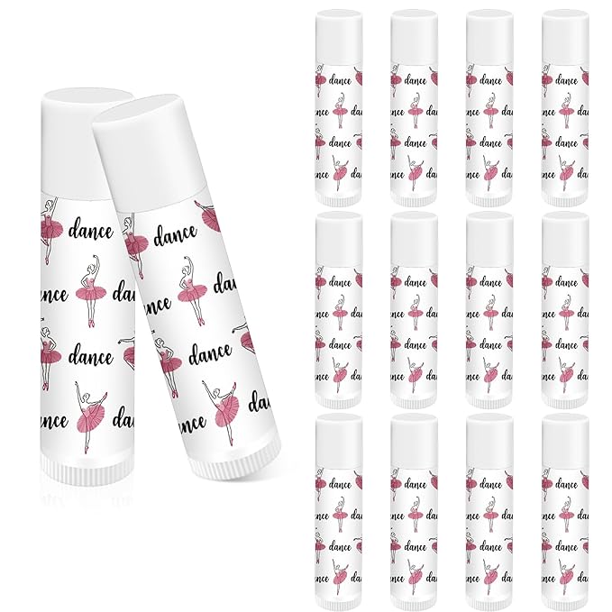 12 Pack Dance Theme Ballet Lip Balms Bulk Moisturizing Lip Balms Back To School Gift Ballet Gifts Lip Balm Christmas Thanksgiving Day Dance Party Thanks Gift for Dancer Girl Woman-GlimoraGlow