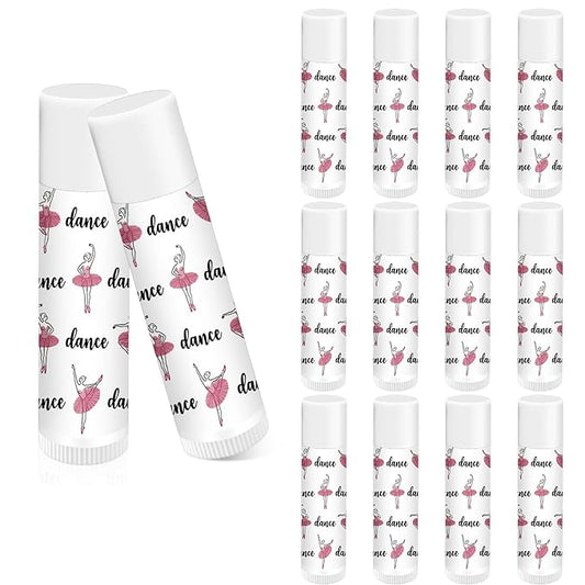 12 Pack Dance Theme Ballet Lip Balms Bulk Moisturizing Lip Balms Back To School Gift Ballet Gifts Lip Balm Christmas Thanksgiving Day Dance Party Thanks Gift for Dancer Girl Woman-GlimoraGlow