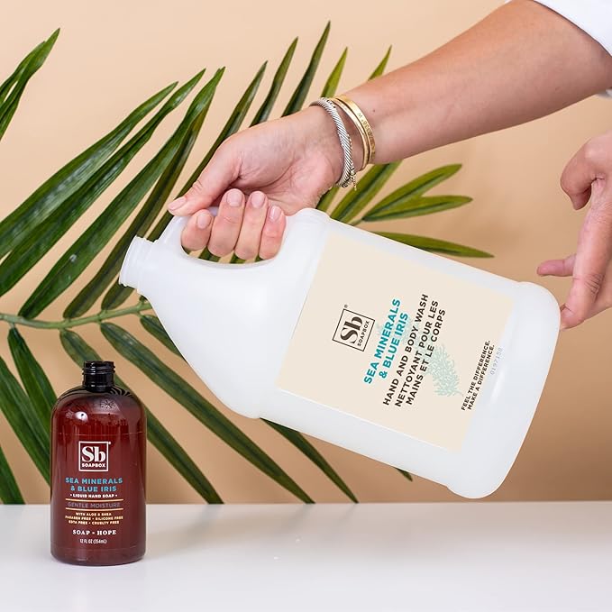 Soapbox Liquid Hand Soap & Body Wash, Sea Minerals & Blue Iris - Gentle, Moisturizing Hand & Body Cleanser, Vegan, Cruelty Free Hand Soap Refill for Bathroom, Kitchen, Professional Use - Gallon Size-GlimoraGlow