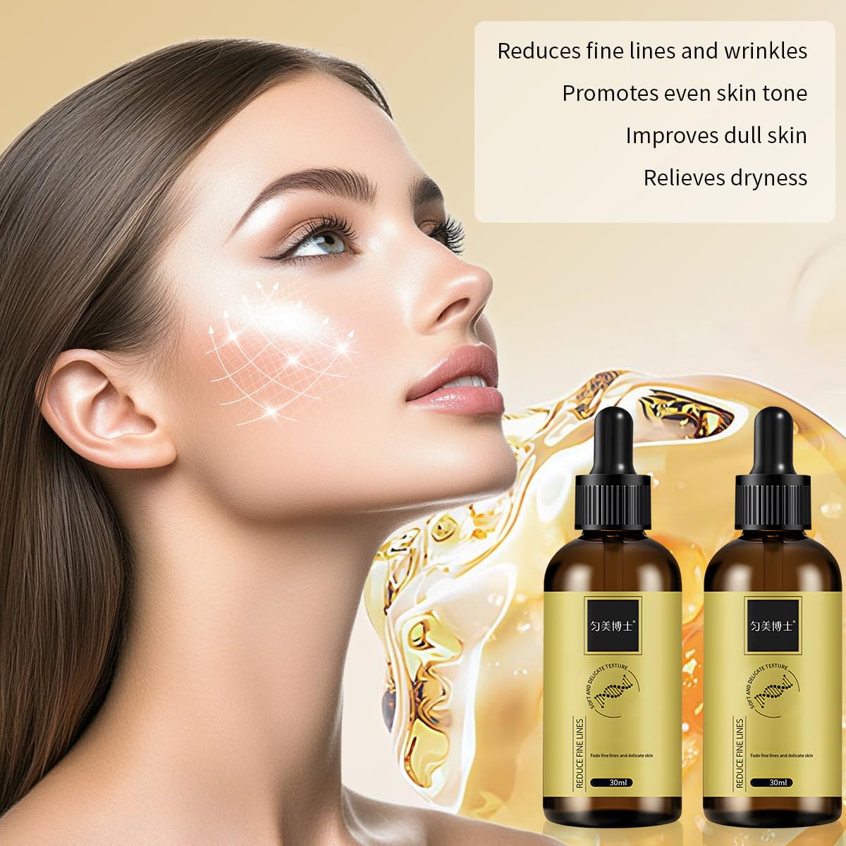 3 Pcs Anti-wrinkle Firming Serum, Anti-Aging Essence, Firm and Plump Face Serum, Anti-Aging & Wrinkles Lifting & Firming Essence, Hydrate & Moisturize, Reduce Fine Lines And Wrinkles-GlimoraGlow