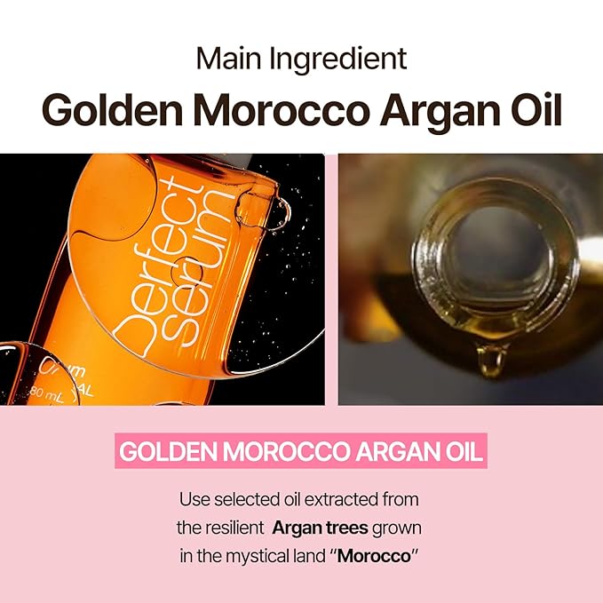 Mise En Scene Perfect Styling Serum for Heat Damage Protection - Hair Serum for holding Bounce, Hair Essence for Long Lasting Curl, Powdery Scent, with Argan Oils, 2.70 fl. Oz-GlimoraGlow