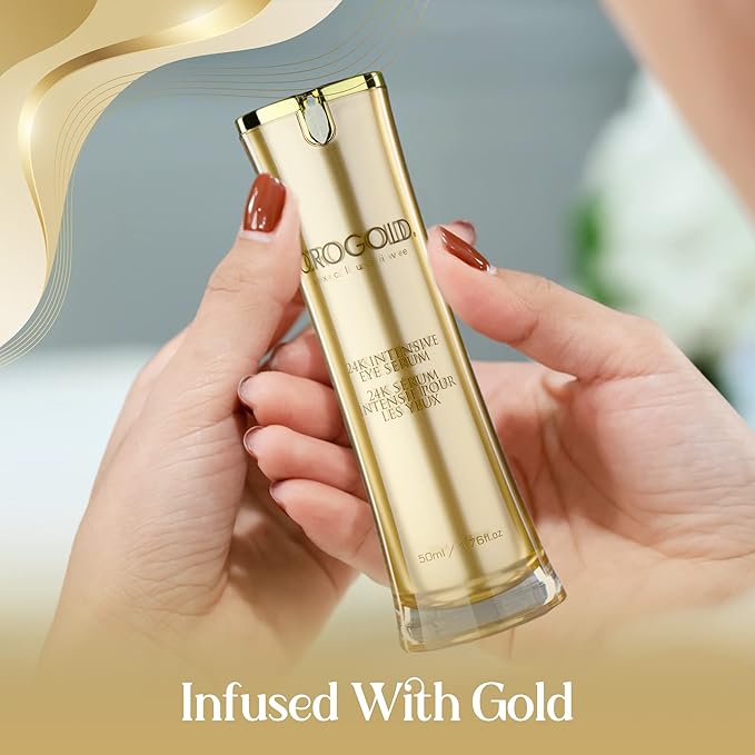 OROGOLD 24K Intensive Eye Serum for Wrinkles, Puffiness - Anti Aging Serum For Youthful Looking Skin - Under Eye Skin Softening Serum - 50 ml. / 1.76 fl. oz.-GlimoraGlow