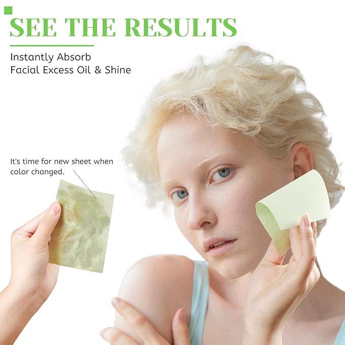 Oil Blotting Sheets for Face - Green Tea,26% Larger,6pk/600 Natural Blotting Paper for Oily Skin,Makeup Friendly Oil Absorbing Sheets,Easy To Grab One-GlimoraGlow