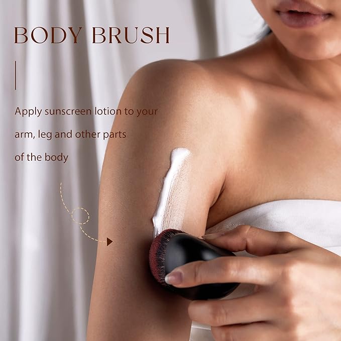 Jessup Foundation Brush Large Kabuki Makeup Brush for Face Body Blending Buffing Stippling Liquid Powder Cream Flawless with Gift Box, Black SF001-GlimoraGlow