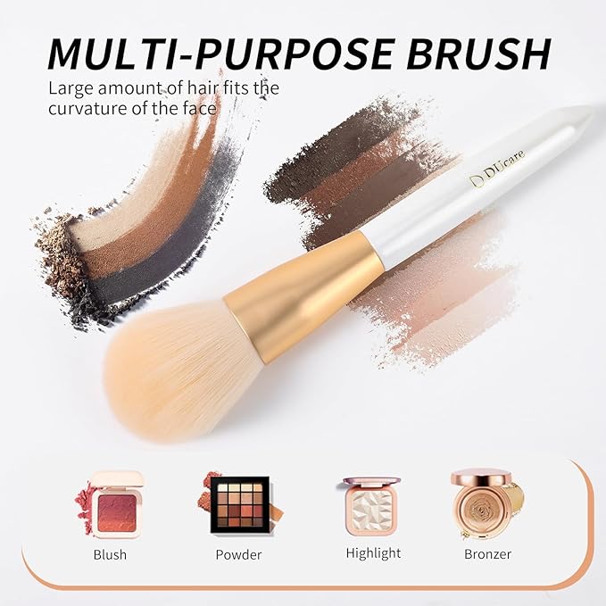 DUcare Tapered Blush Brush for Cheeks - Pointed Powder Brush for Light Application, Multi-Purpose Makeup Brushes Perfect for Highlighting, Defining, Sculpting, and Contouring-GlimoraGlow