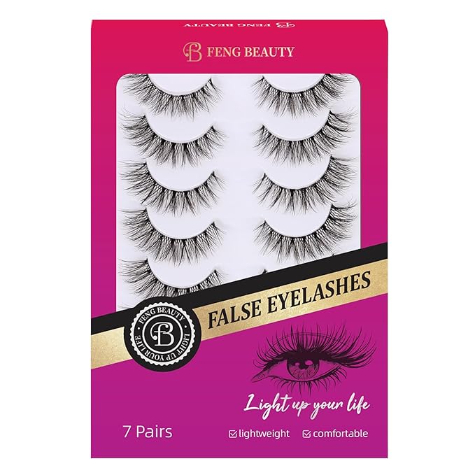 Wispy Lashes - Natural False Eyelashes Strip Lashes with Clear Band for Daily Wear 7 Pairs Cat Eye Lashes 12mm Reusable Fake Lashes That Look Like Extensions-GlimoraGlow