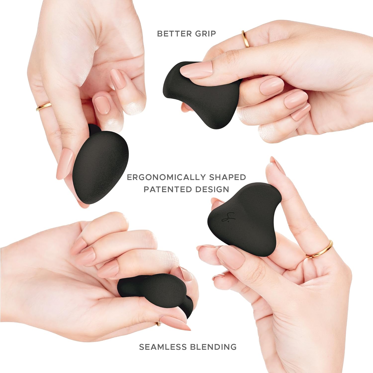 Original Beauty Blender Makeup Sponge Applicator for Powder, Cream & Liquid, Beauty Tools Puff, Streak Free Application, Vegan, Cruelty Free Made in USA, Black (3 Pieces)-GlimoraGlow