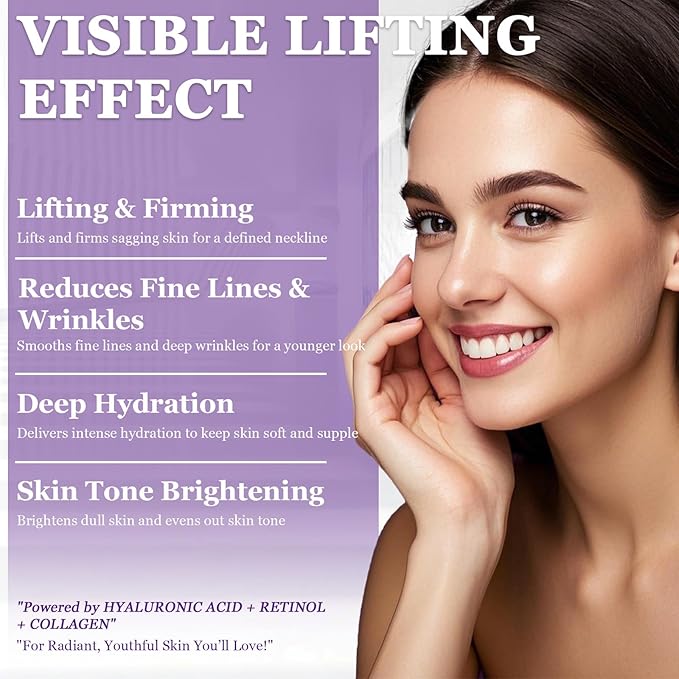 Retinol Cream for Face, Neck Creams for Tightening and Firming, Anti Aging Face Moisturizer for Face, Day & Night Moisturizing with Collagen, Hyaluronic Acid for Sagging Skin, Wrinkle, 1.7 Fl OZ-GlimoraGlow