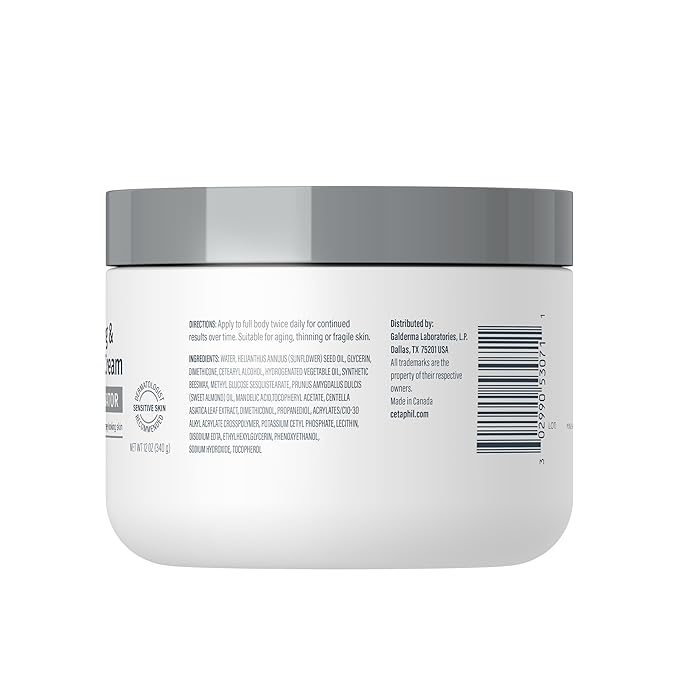 Cetaphil Skin Activator Hydrating & Firming Body Cream 12oz, Mandelic Acid (AHA) and Centella Asiatica (CICA) Cream, Hydrates and Firms Aging Skin, Anti-Aging Skin Care, 12 oz-GlimoraGlow