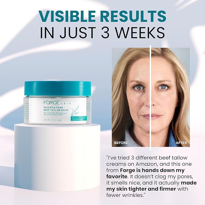 Original Sculpt & Tone Balm Beef Tallow for Skin Women |Grass Fed Beef Tallow and Honey Balm for Face | Under Eye Firming Cream Tightening Lifting Sagging Skin Beef Tallow Moisturizer-GlimoraGlow