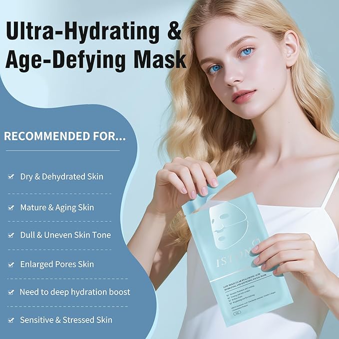 ISTON Overnight Collagen Face Mask - Intense Hydration & Anti-Aging - With 5 Hyaluronic Acids, Peptides & Plant Extracts - Reduce Fine Lines, Plump Skin, Minimize Pores -4Pack-GlimoraGlow