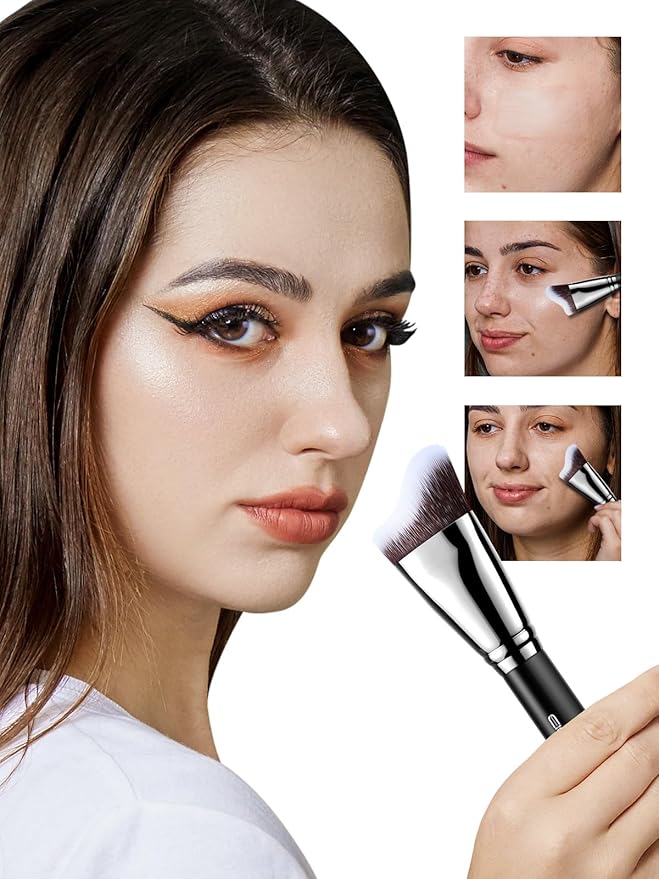 EIGSHOW Foundation Brush with Wave Shaped Head for Liquid, Cream, Powder Blending Cheekbones Jawline, Large Premium Dense Synthetic Bristles (F659)-GlimoraGlow