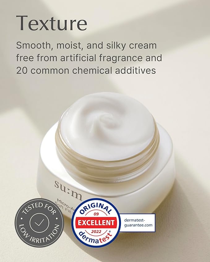SU:M Micro-Active Soft Fit Cream (1.67 fl oz) - Deep Hydration for Elasticty, Sensitive Skin. Korean Skin Care. Peptides, Fermented Nutrients.-GlimoraGlow