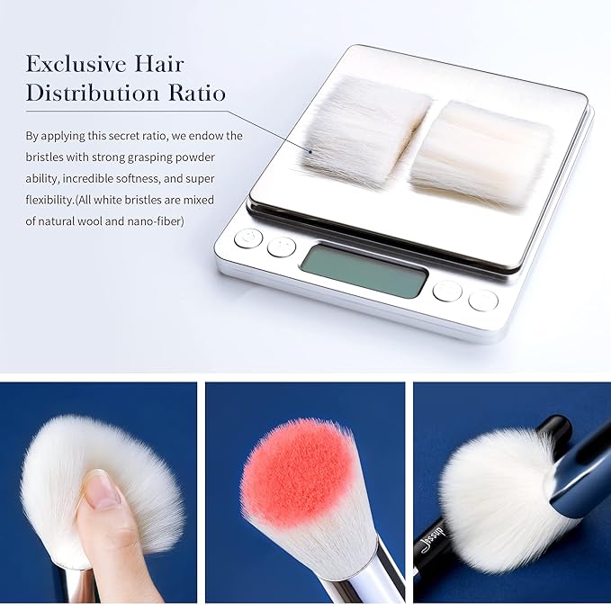Jessup 25pcs Professional Makeup Brush Set Foundation Powder Concealer Eyeshadow Blending Blush Highlighter Natural-Synthetic Hair Brushes (Black/Silver)-GlimoraGlow
