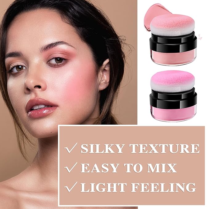 2 Colors Blush Stick,Multi-Use Cream Blush,Waterproofing Highly Pigmented Makeup Stick,Moisturizing Makeup Cream Set A6-GlimoraGlow
