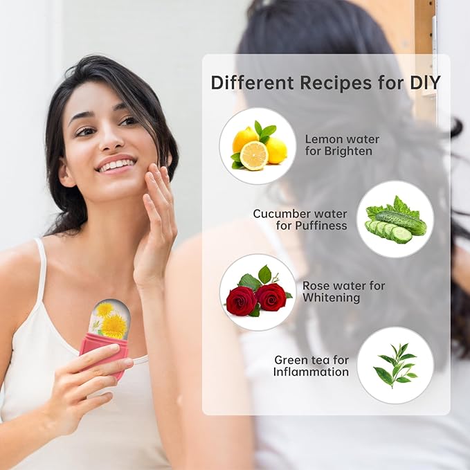 Coquette Ice Roller for Face and Eye, Ice Face Roller, Aesthetic Skin Care Tools Gifts for Women Cute Preppy Stuff,Silicone Ice Mold for Beauty(Pink)-GlimoraGlow