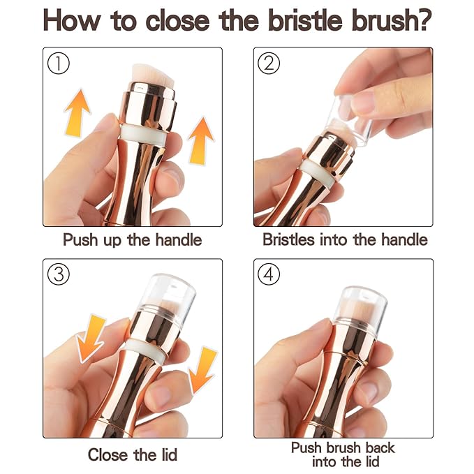 kullder 4 in 1 Makeup Brush Travel Makeup Brushes Blend Sponge, Eyebrow, Eyeshadow & Blush Brushes for Foundation Concealer Double Ended Makeup Brush with Powder Puff Women Ideal Gifts-GlimoraGlow