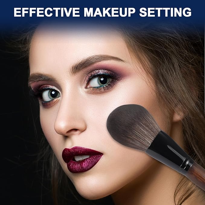 Large Bamboo Mineral Powder Brush, Fluffy Foundation Makeup Brush Kabuki Brushes with Soft Synthetic Bristles for Loose & Pressed Powder, Liquid, Cream, Buffing, Blending, Vegan & Cruelty-Free Tool-GlimoraGlow