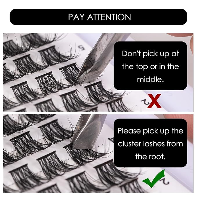 Cluster Lashes 72 Individual Lashes Clusters Eyelash Extensions False Eyelashes DIY Lash Extension Kit Reusable False Eyelashes Natural Look Mix 10-16mm C D Curl-DM06-GlimoraGlow