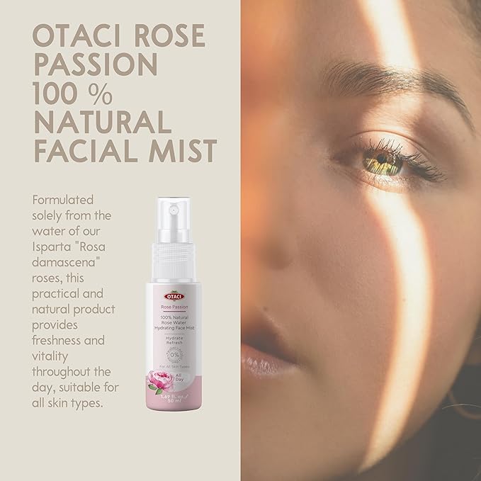 OTACI Rose Passion Face Mist Spray – 100% Natural Rose Water Hydrating Mist for Glowing, Refreshed Skin – Travel Size 50ml – Vegan, Alcohol-Free, for All Skin Types-GlimoraGlow