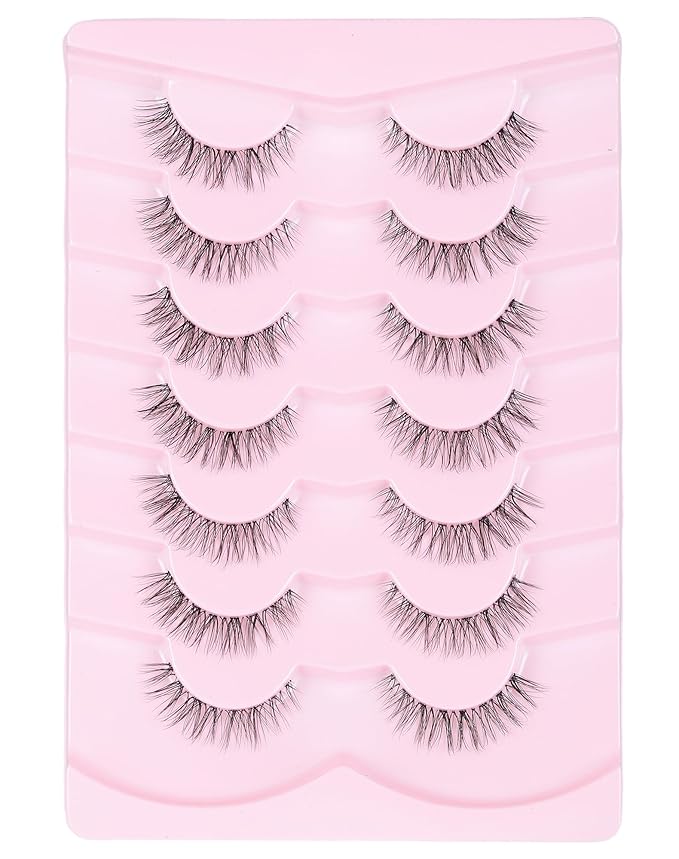 Natural Lashes Cat Eye False Eyelashes Wispy Eye Lashes Wispies Eyelashes C Curl Fake Eyelashes Natural Look Clear Band Lashes-GlimoraGlow