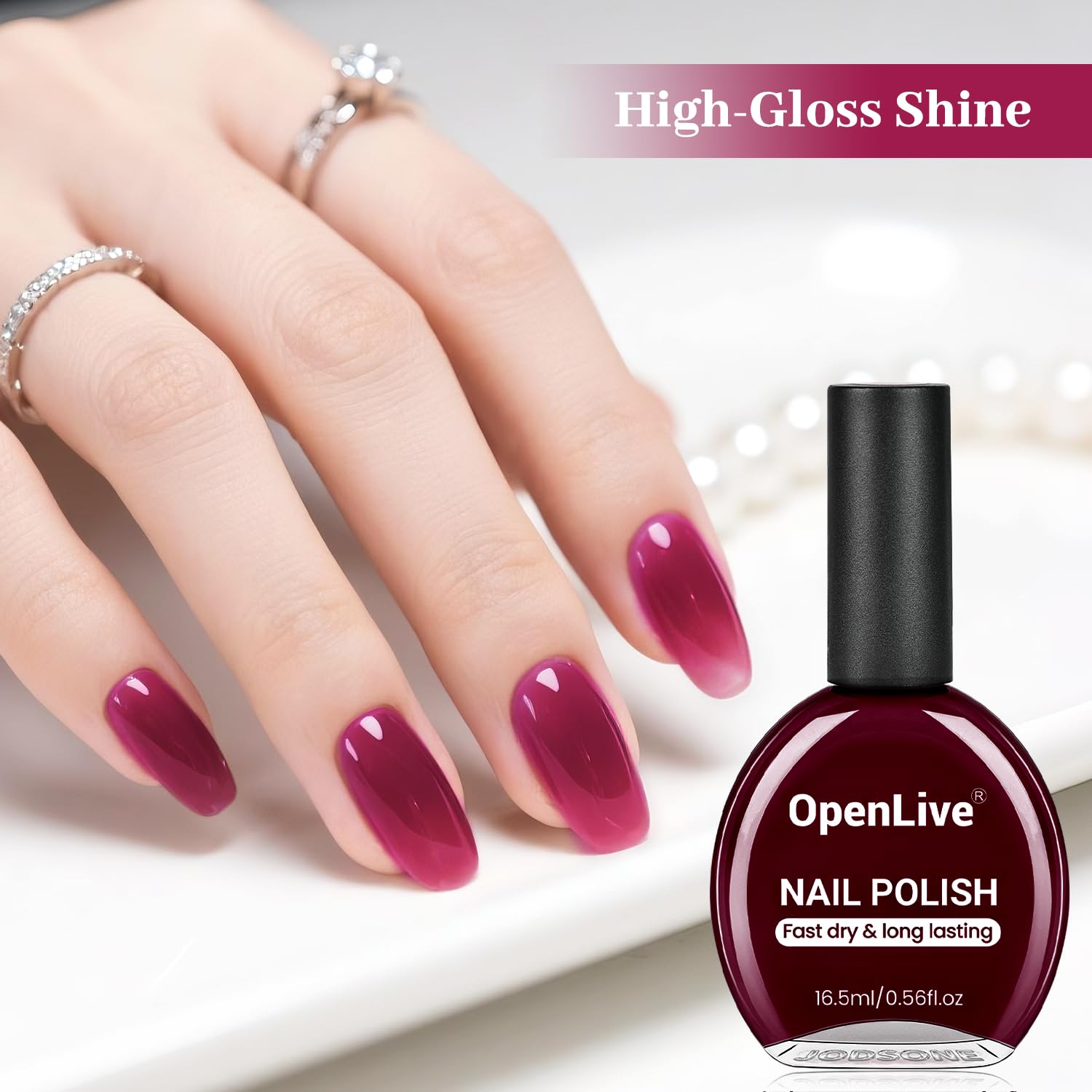 16.5ml Jelly Rose Red Nail Polish Large Volume Quick Dry Nail Polish, Long Lasting Shine, Fingernail Toenail Nail Art DIY Home Travel Nail Art Gift-GlimoraGlow