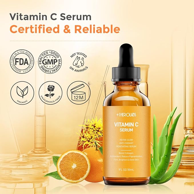 Vitamin C Serum for Face –Anti Aging Face & Eye Serum, Hyaluronic Acid, Reduce Fine Lines, Dark Spots and Wrinkle-GlimoraGlow