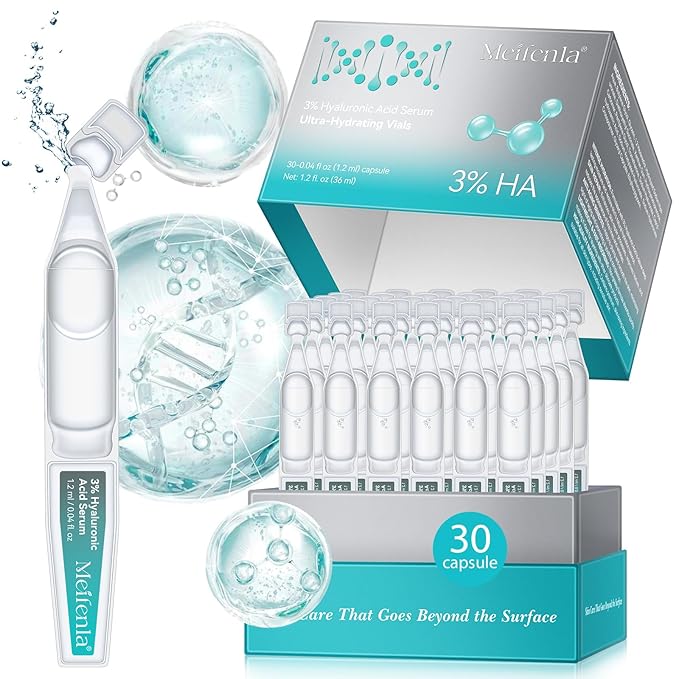 Hyaluronic Acid Serum for Face, 3% Hyaluronic Acid Serum Ultra-Hydrating Tube, Anti Aging Single-Use Vials Skincare for Dry Skin, Smoother Skin, Deep Moisturizing, Pre-Makeup Skincare - 1 Box of 30-GlimoraGlow